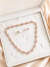 Conjunto choker de corações rosa banhado a ródio