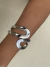 Bracelete duas gotas abertas G banhado a Prata - comprar online