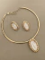 Conjunto de Choker aro Oval com madrepérola banhado a ouro18k