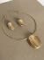 Conjunto choker aro medalha G liso banhado a ouro18k