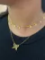 Choker palitinhos e folhinhas chapadas banhado a ouro 18k