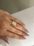 Anel três em um inspiração crt banhado a ouro18k