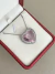 Colar coração G rosa de zircônias banhado a prata