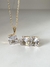 Conjunto losango cristal banhado a ouro18k