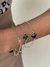 Pulseira trevo central verde banhado a ouro18k - comprar online