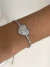 Pulseira Gravatinha coração inspiração CC de zircônias banhado a prata
