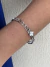 Bracelete trevo único branco aço inox
