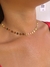 Colar choker 45cm bolas de plaquinhas lisas banhado a ouro 18k - loja online