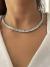 Choker zircônias quadradas G banhado a prata