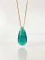 Colar dourado com pedra de gota fusion verde banhado a ouro 18k antialérgico