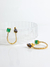 Brinco duplo com pedras verde e lilás cravejado com zircônias cristais banhado a ouro 18k