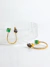 Brinco duplo com pedras verde e lilás cravejado com zircônias cristais banhado a ouro 18k