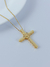 Colar Cruz lisa com Espírito Santo banhado a ouro 18k