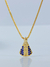 Colar religioso de Nossa Senhora com seu manto cravejado por zircônias azuis banhado a ouro 18k