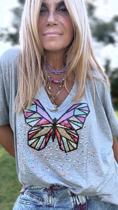 C066 Collar cuádruple en metal dorado y plateado nickel con lilas y violetas - comprar online