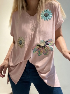 MCA137 Remeron de morley rosa con Margaritas - Tu Guiseppa