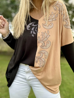 MLA2 Remeron de modal dos colores con gotas arabescos mini strasses - Tu Guiseppa