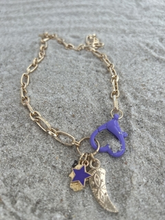 C033 Collar cuadruple en violeta , lila y metal dorado - Tu Guiseppa