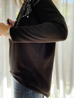 Imagen de BU10 Buzo sweaters de lanilla melange color negro