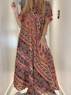 V163 Vestido de seda de india con tiras en la espalda para regular el escote - Tu Guiseppa