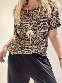 RL2 Remera animal print de lentejuelas tonos oscuros - comprar online
