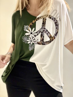 MCA92 Remeron de modal dos colores con maxi símbolo de La Paz - Tu Guiseppa