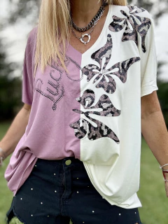 MCA168 Remeron de modal dos colores con maxi mariposas - tienda online
