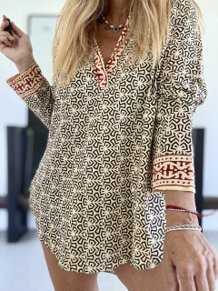C680 Camisola de algodón de india estampado - comprar online