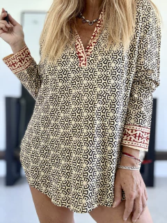 C680 Camisola de algodón de india estampado - tienda online