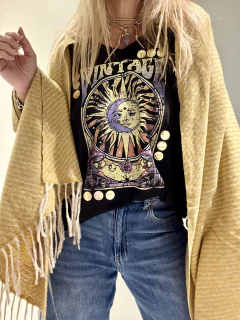 MBL20 bufandon de lana melange con amarillo - tienda online