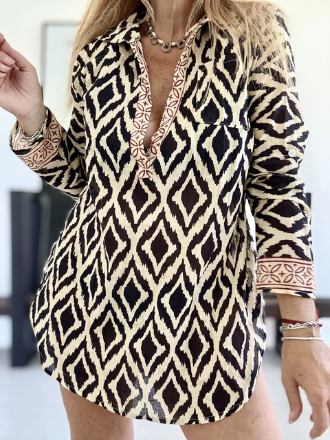 C680 Camisola de algodón de india estampada - comprar online