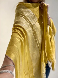 PAS68 Pashmina de algodón de india con lurex color maíz