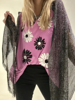 Pashmina negra con lurex plata - Tu Guiseppa