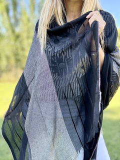 PAS109 Pashmina de algodón de india negra con lurex plata - Tu Guiseppa