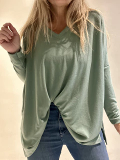 SWF1E Maxi Sweaters de lanilla color verde menta - tienda online