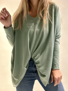 SWF1E Maxi Sweaters de lanilla color verde menta - Tu Guiseppa
