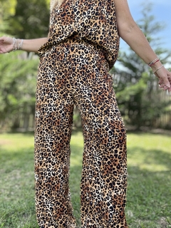 CONJ5 Conjunto de crep musculosa estampado en print en tonos de beiges y habanos en internet