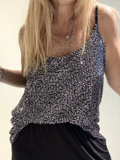 Imagen de MUSC15 Musculosa de lentejuelas negra bretel finito