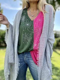 PAS140 Pashmina de gasa de algodón gris arrugada con borlas en internet