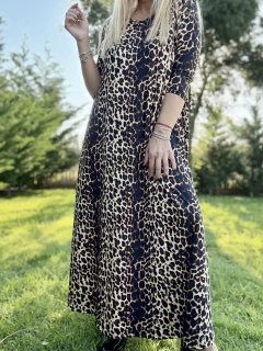 VGS10 Vestido de modal gamuzado estampado print leopardo en internet