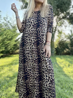 VGS10 Vestido de modal gamuzado estampado print leopardo - Tu Guiseppa