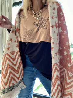 Imagen de Bufandon de lana reversible en ocres