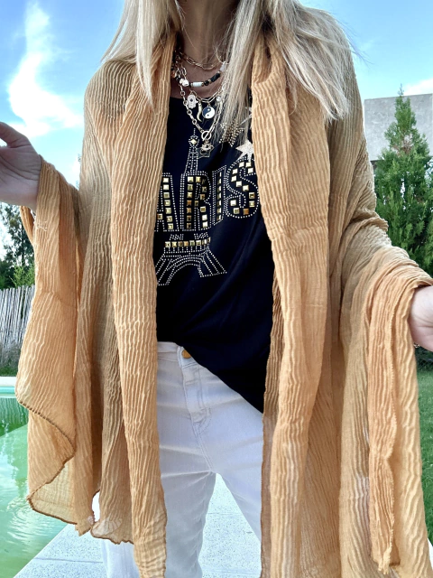 PAS8 Pashmina plisada color maiz