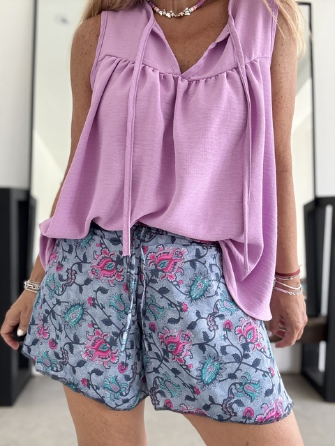 Short de seda de india estampado