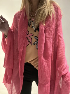 Pashmina plisada de algodon y poliester fucsia en internet