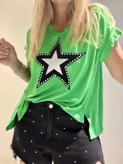 MCA182 Remeron de modal verde con maxi estrella - comprar online