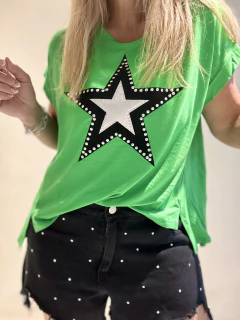 MCA182 Remeron de modal verde con maxi estrella en internet