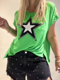 MCA182 Remeron de modal verde con maxi estrella - comprar online