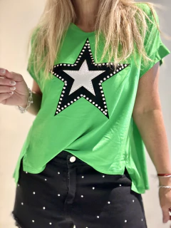 MCA182 Remeron de modal verde con maxi estrella - tienda online