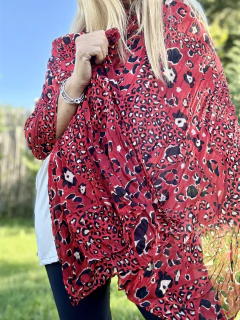 PAS129 Pashmina de poliester estampada en print con colorados
